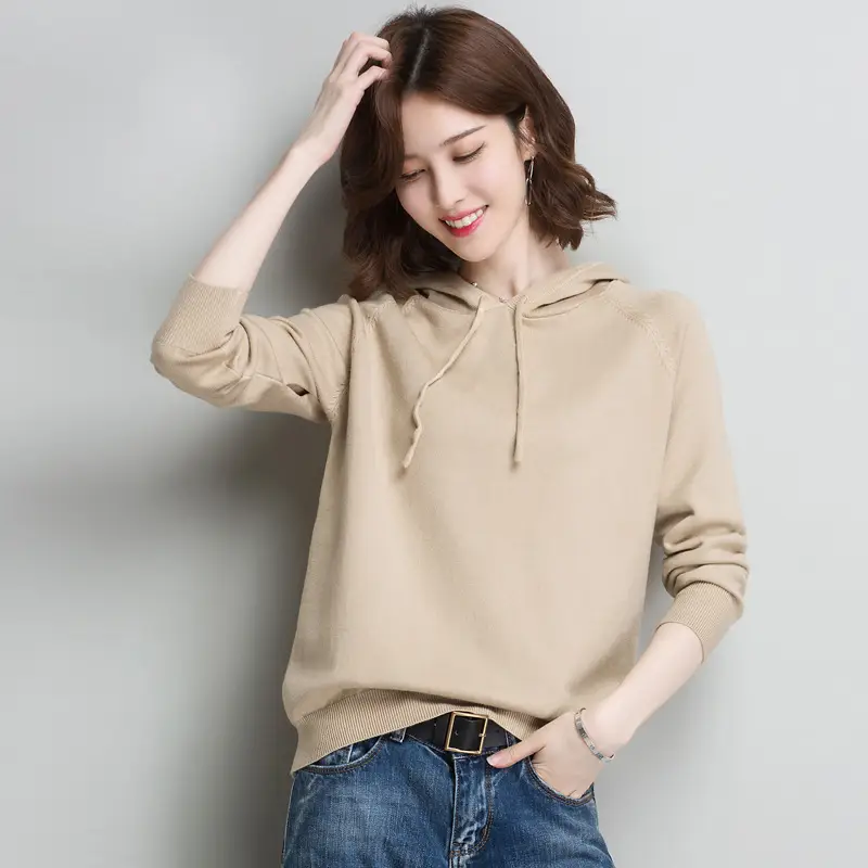 Women's Yellow Hooded Knitted Sweater Jacket