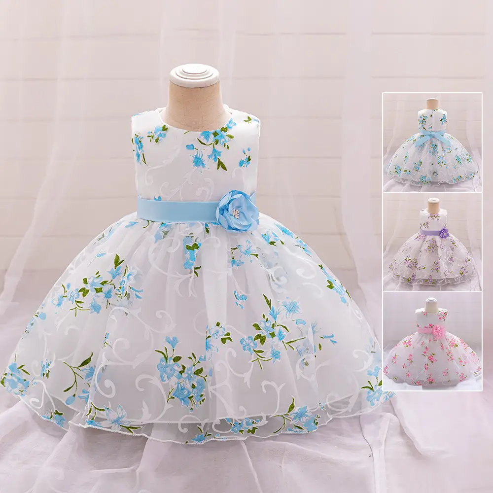 Baby Princess Dress Pink Floral One Year Old - Image 5
