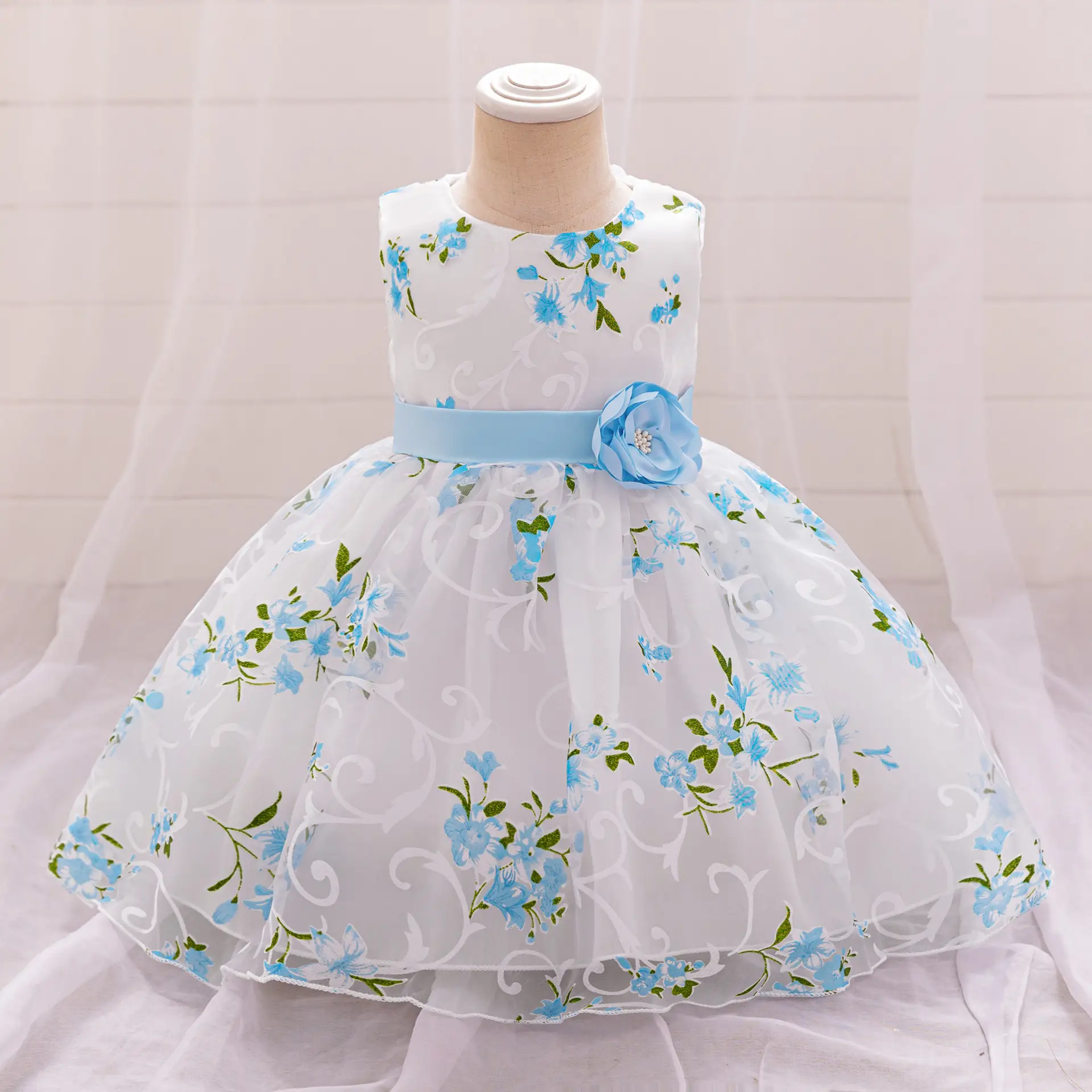 Baby Princess Dress Pink Floral One Year Old - Image 2