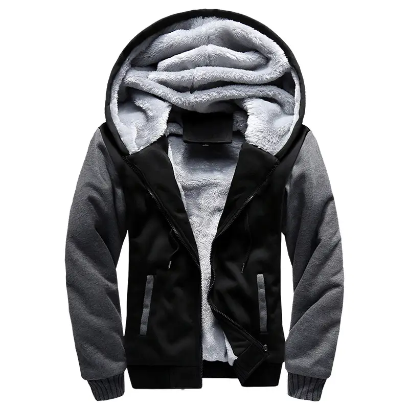 New Men's Black Hooded Sweatshirt Winter Jacket - Image 10