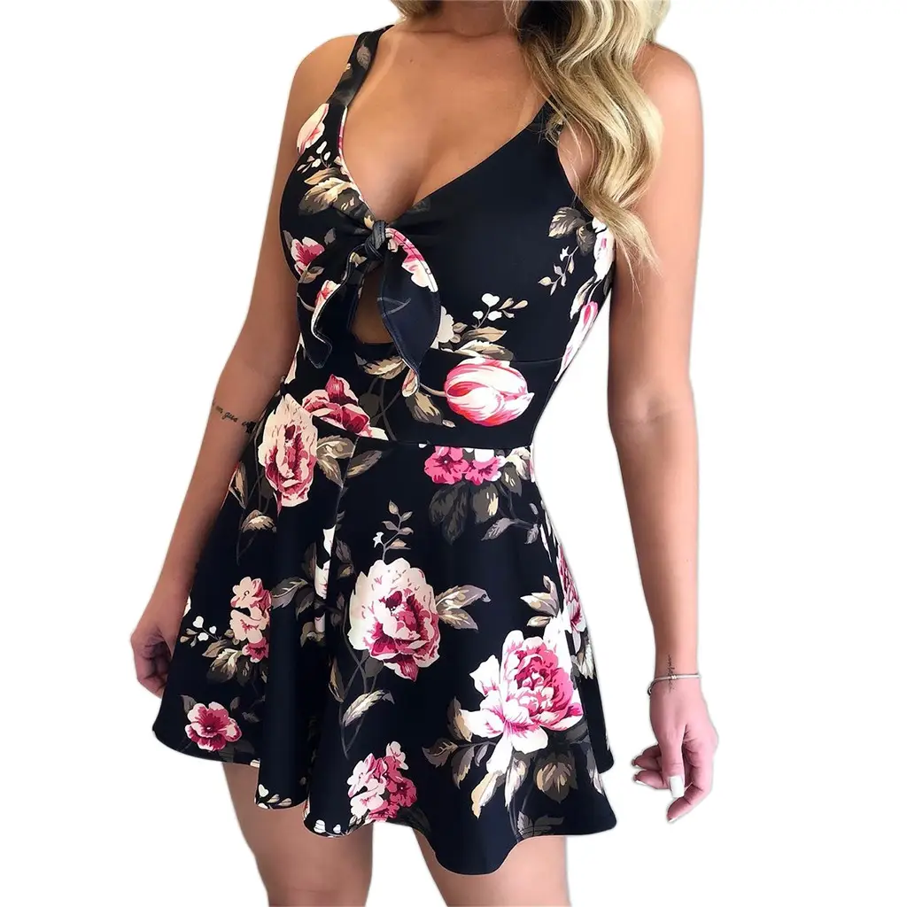 Printed Floral Loose Jumpsuit Shorts Set - Image 13