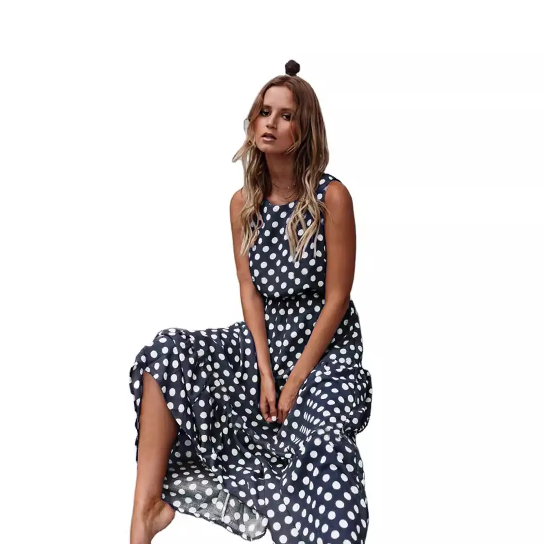 Women's Printed Polka Dot Long Skirt Dress 2025 Spring Summer