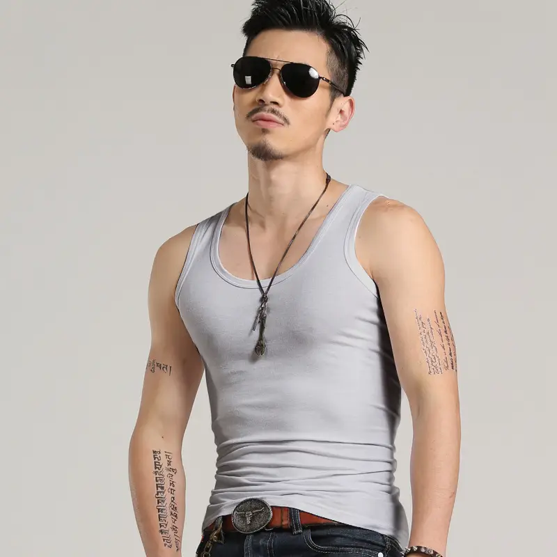 2025 Men's White Tight Fitting Sports Fitness Tank Top - Image 4