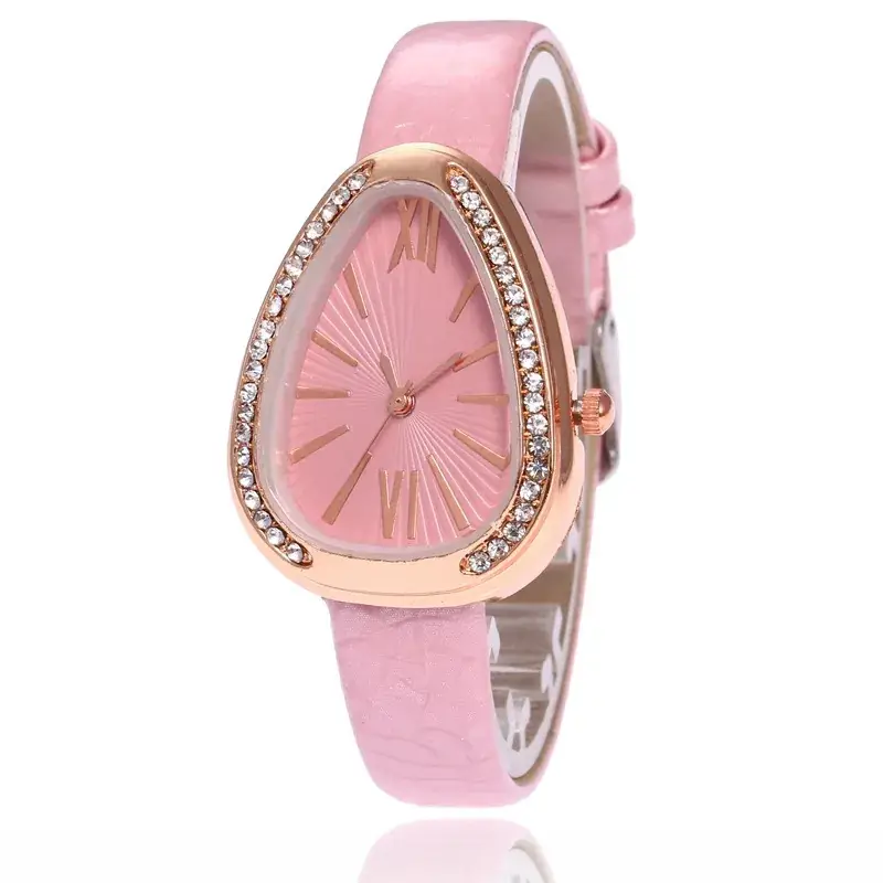 Women's Blue Rose Gold Snake Head Watch with Crystal Band
