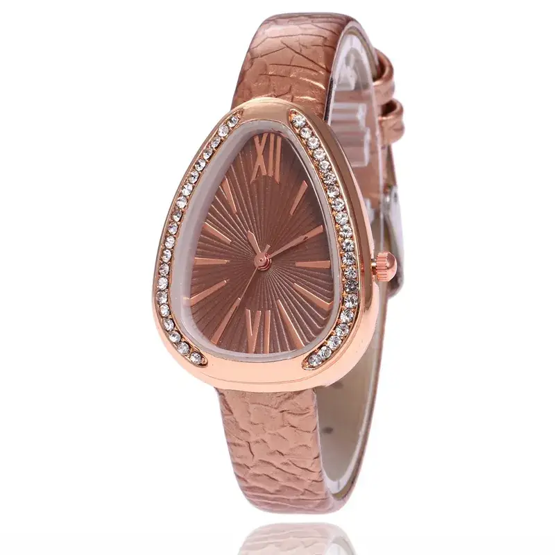 Women's Blue Rose Gold Snake Head Watch with Crystal Band