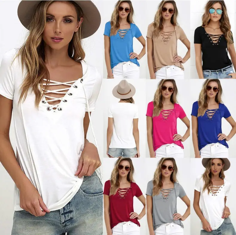 2025 Summer V Neck T-Shirts 10 Colors 8 Sizes - Image 6