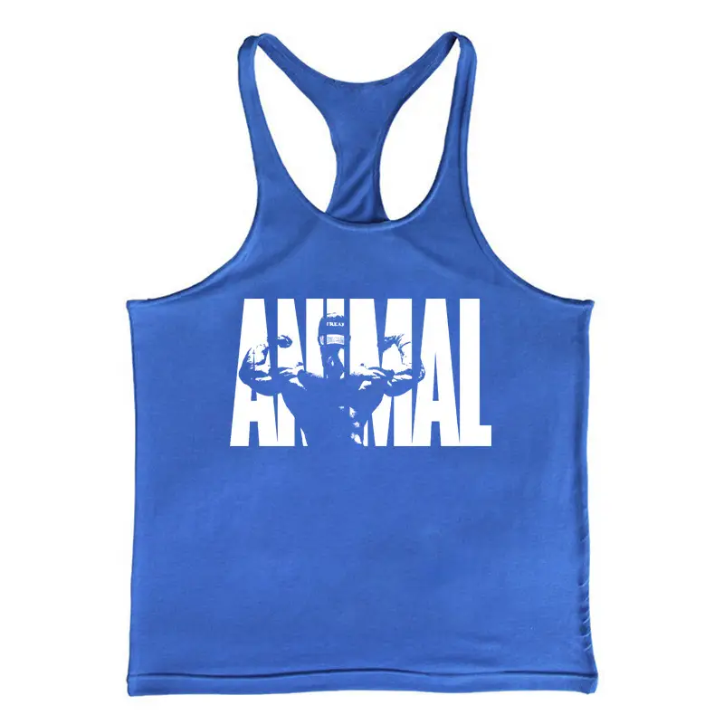 Blue ANIMAL Graphic Men's Camisole I-Shaped