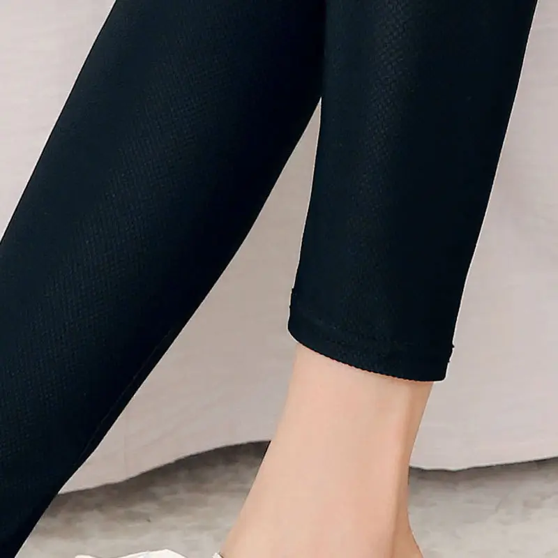 High Waist Stretchy Ice Silk Leggings for Women, Summer Slimming, Dark Gray, Casual