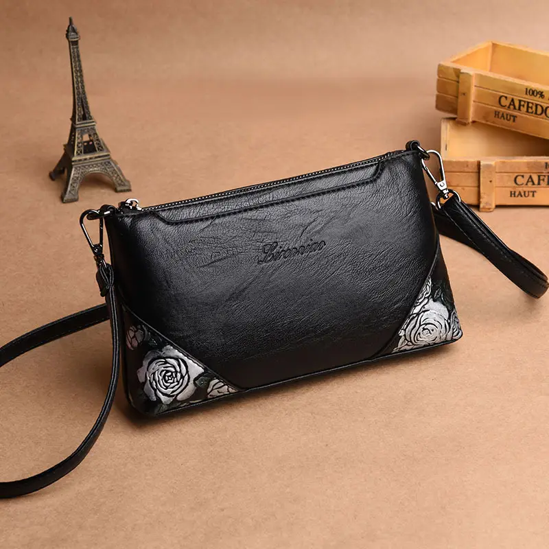 Black Embroidered Coin Clutch Bag for Women - Image 5