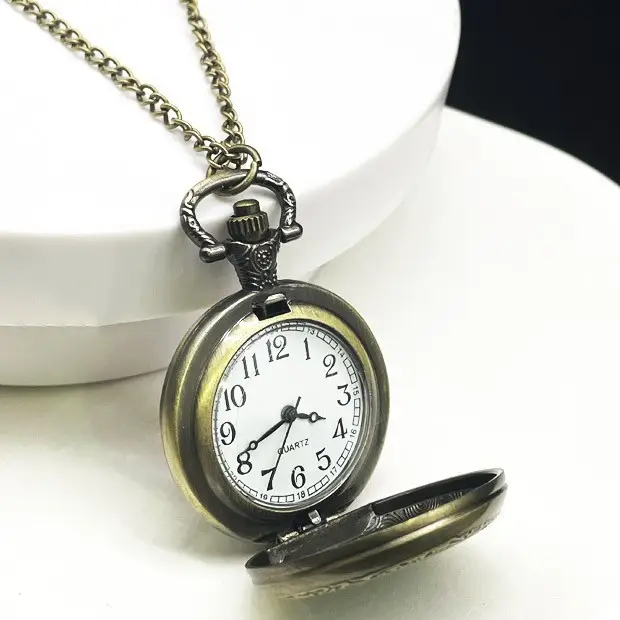 Ready Stock, Quick Delivery, Medium Size Map, Flip-Top Retro Pocket Watch, Kidsren's Watch, DIY Necklace Watch, Student Watch, Wholesale with Pictures
