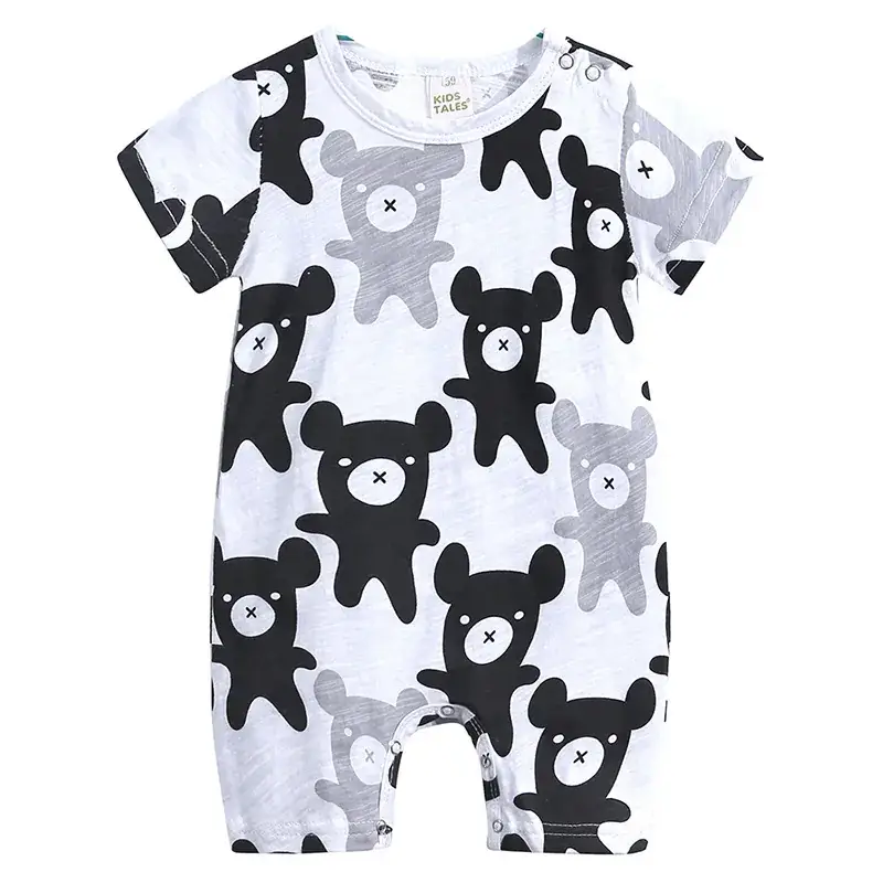 Baby Bear Print Shorts Suit for Newborns White Black Grey - Image 6