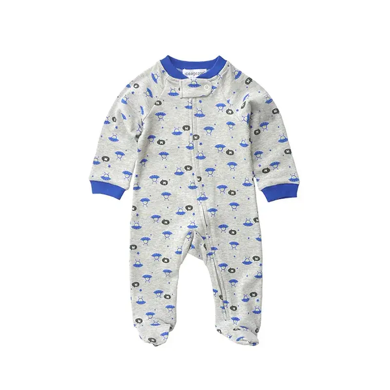 Baby Cotton Zippered Romper Set Blue Pink - Image 2