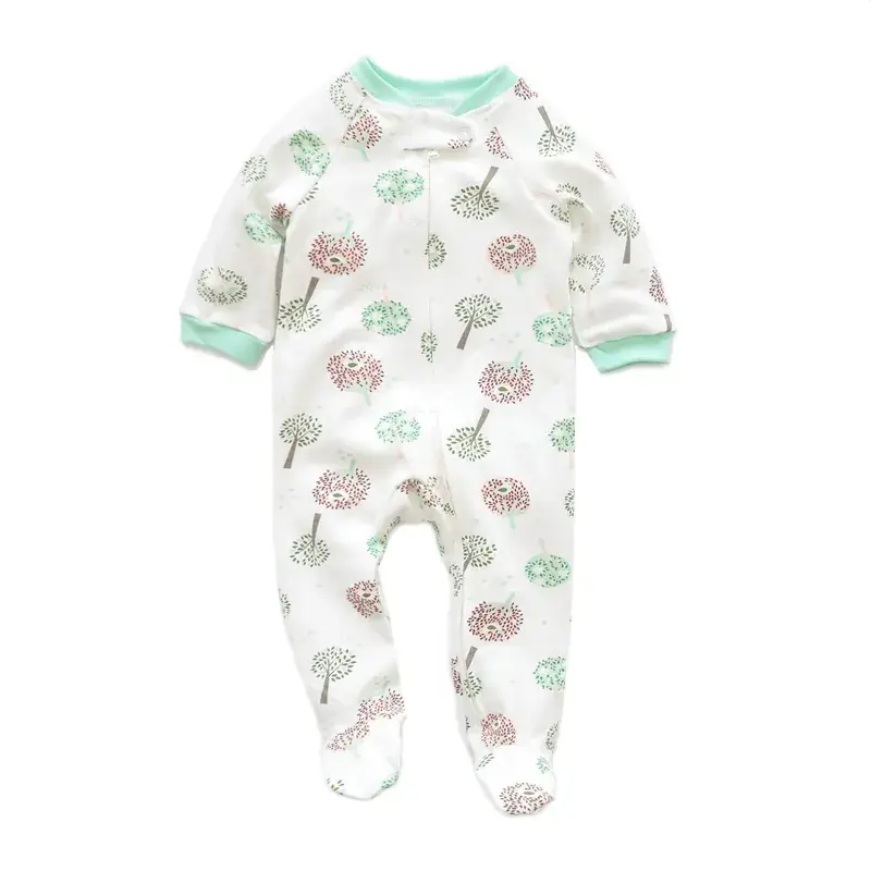 Baby Cotton Zippered Romper Set Blue Pink - Image 9