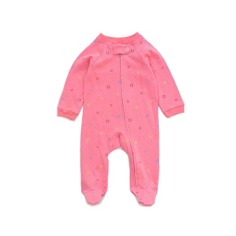 Baby Cotton Zippered Romper Set Blue Pink - Image 10