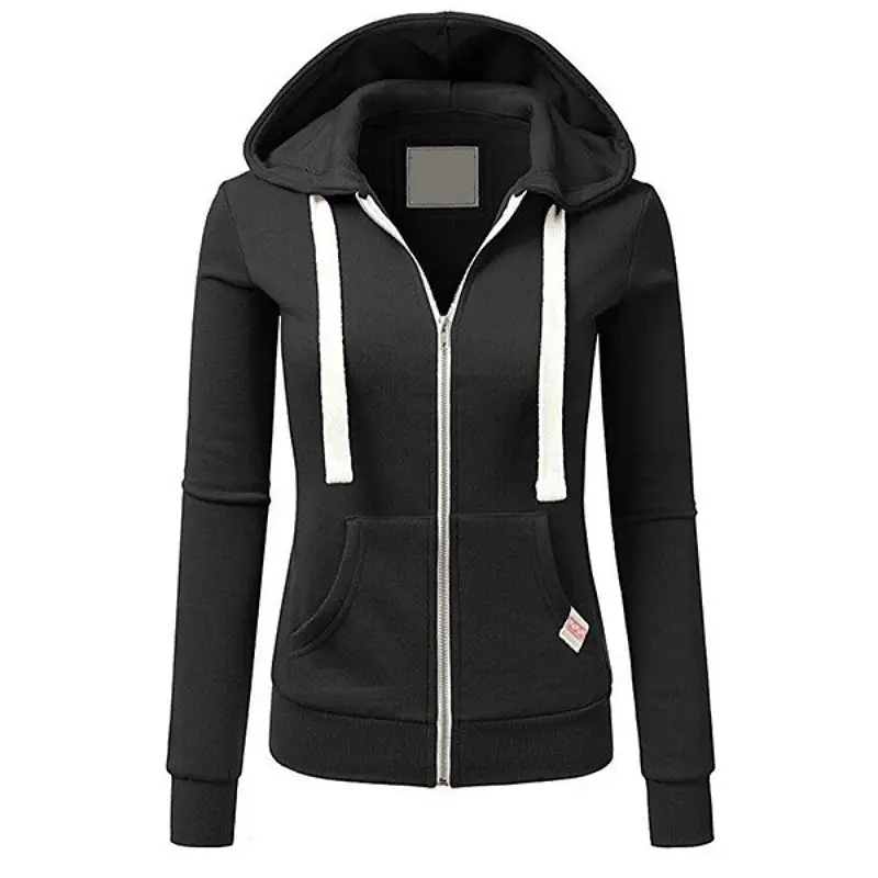 Women Orange Hooded Zipper Hoodie Full Length