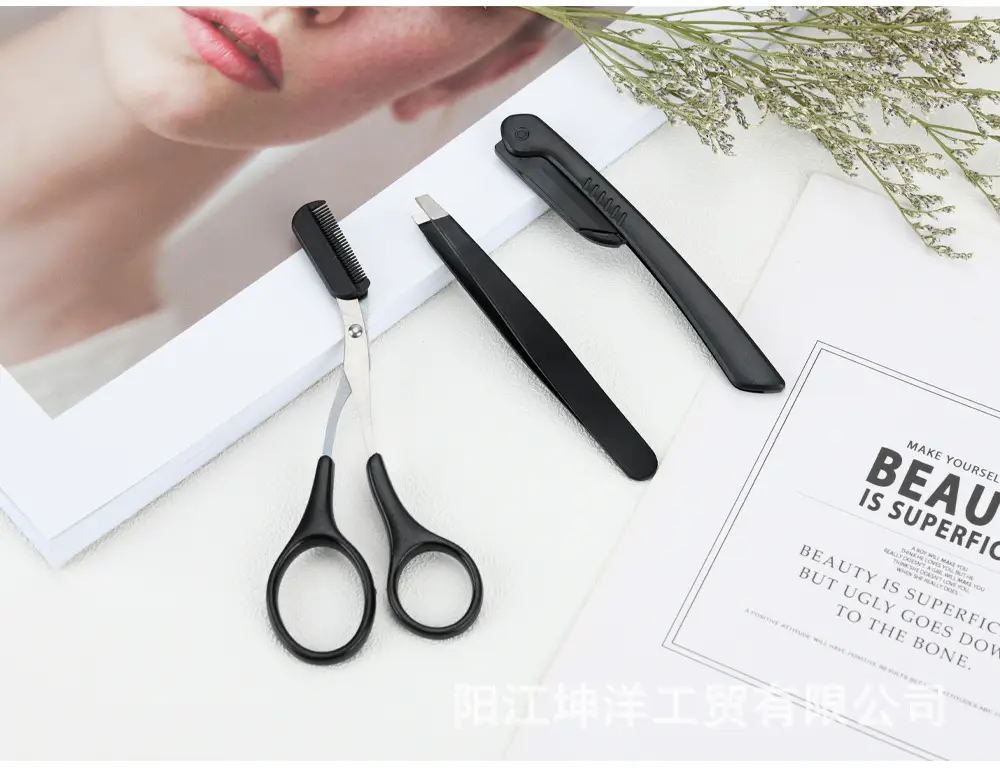 Folding Stainless Steel Eyebrow Trimming Kit 3-Piece White — feature 15