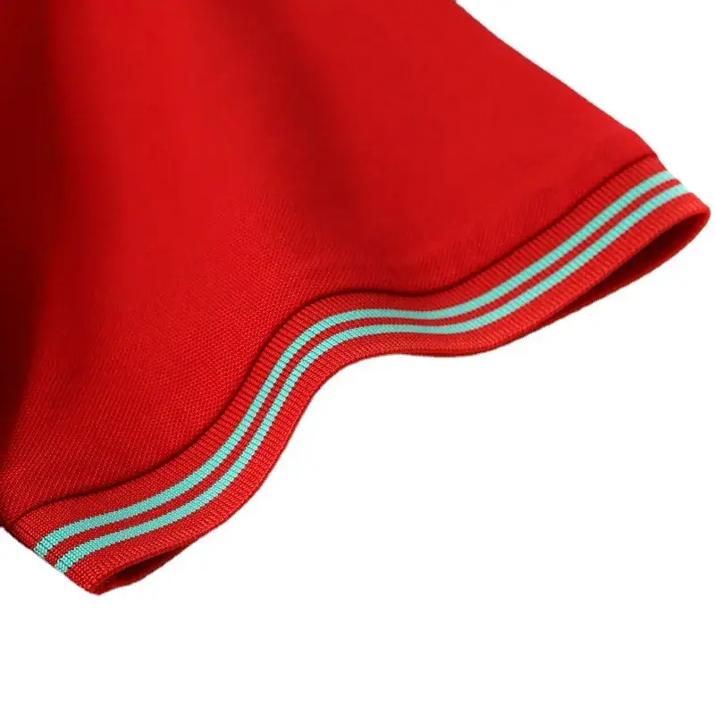 Men's Red Polo Shirt Mercerized Cotton Lapel Button - Image 12