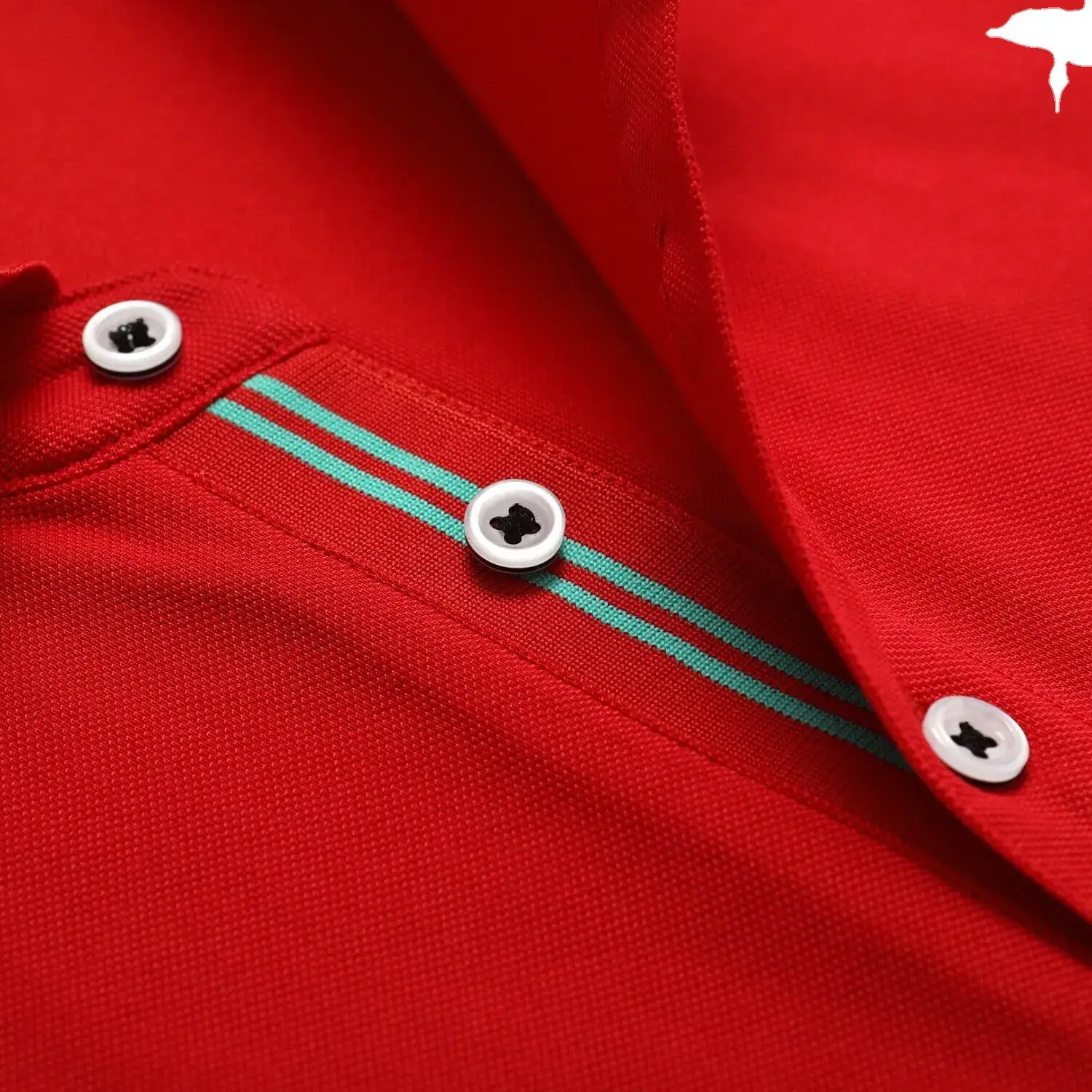 Men's Red Polo Shirt Mercerized Cotton Lapel Button - Image 13