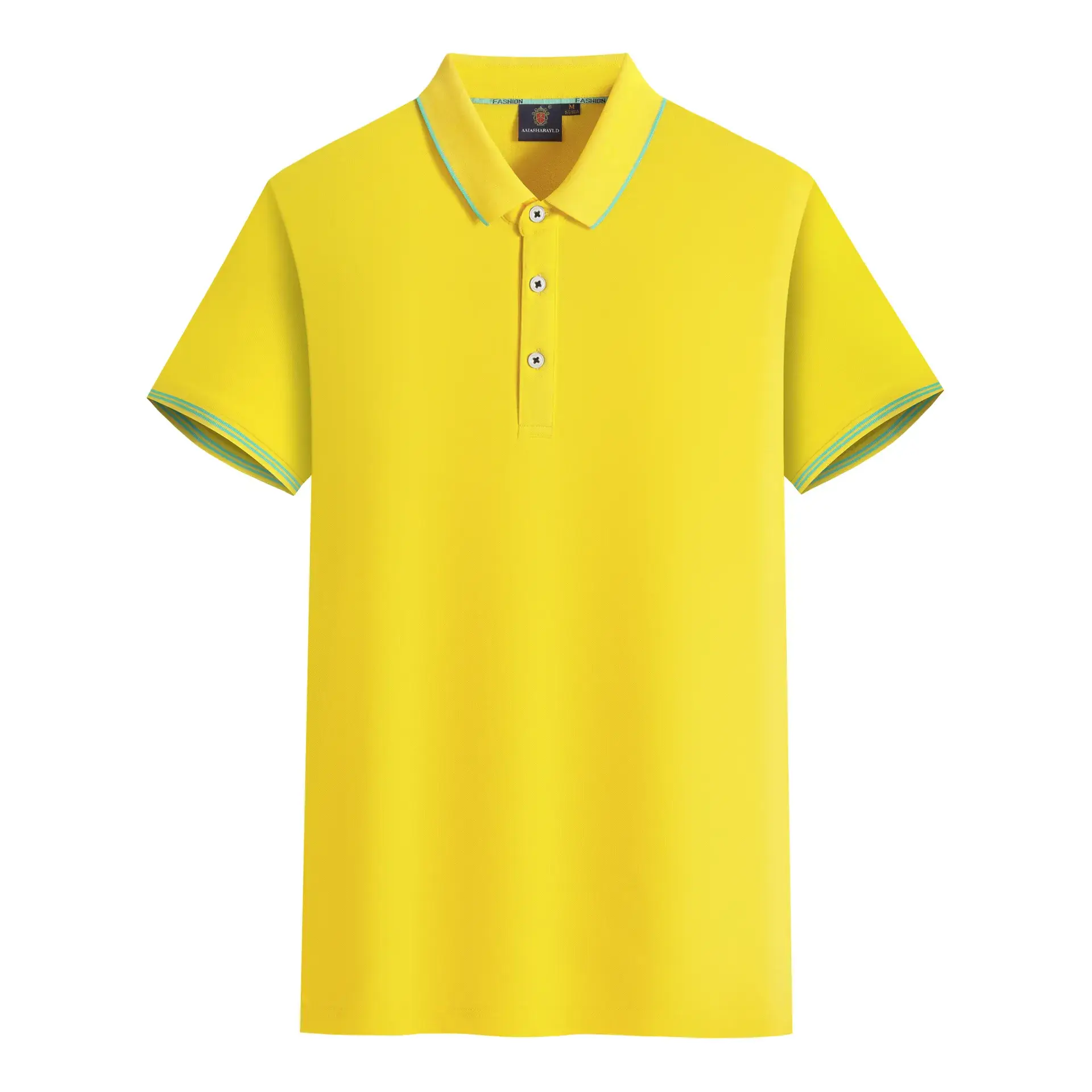 Men's Red Polo Shirt Mercerized Cotton Lapel Button - Image 3
