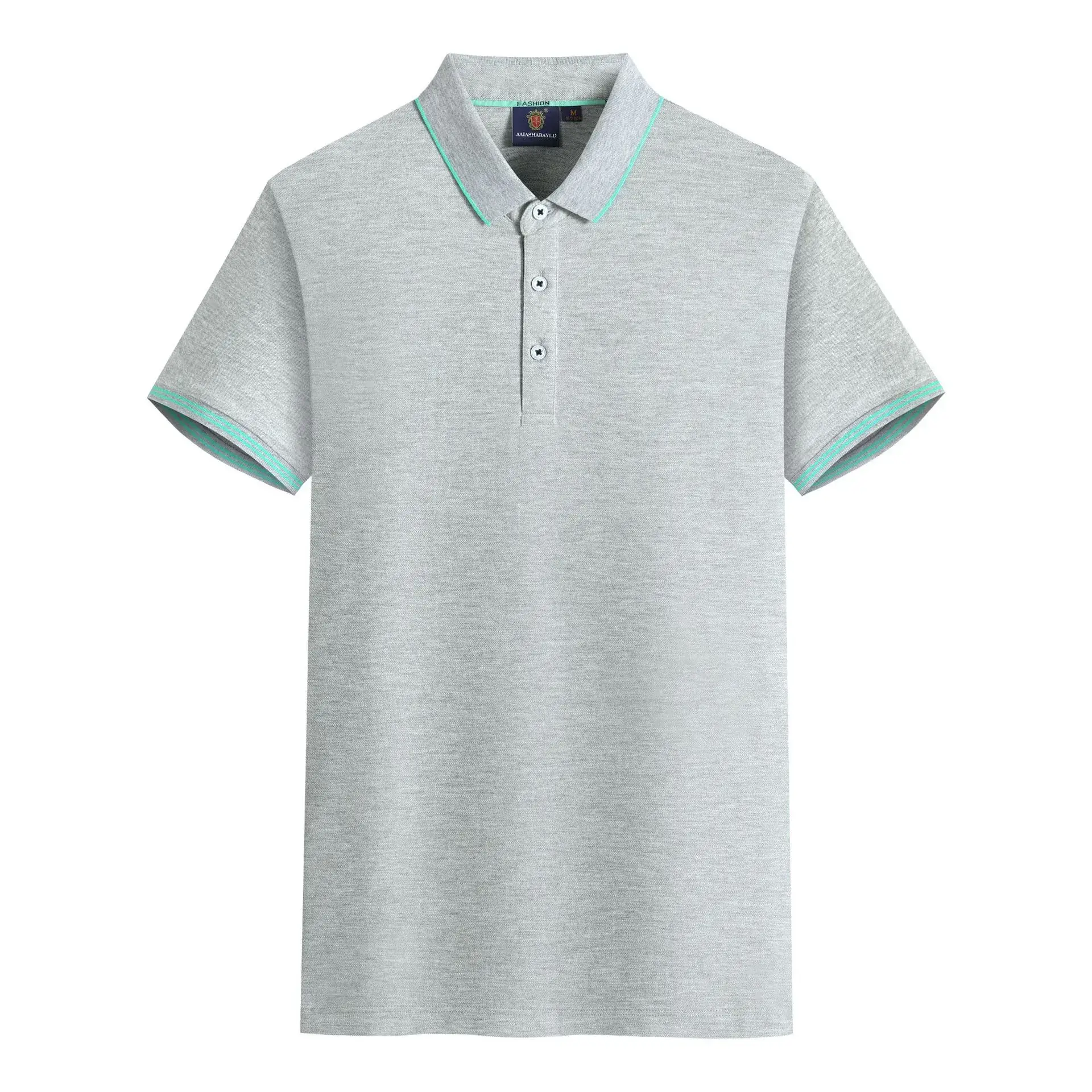 Men's Red Polo Shirt Mercerized Cotton Lapel Button - Image 4