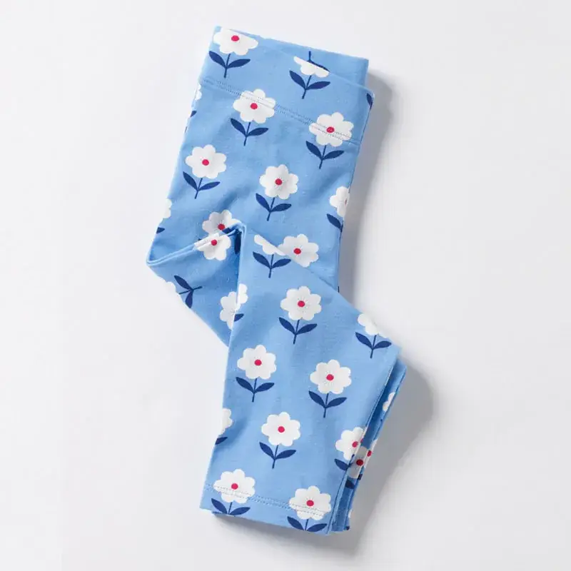 Children's Printed Leggings Blue Floral Stretch - Image 2