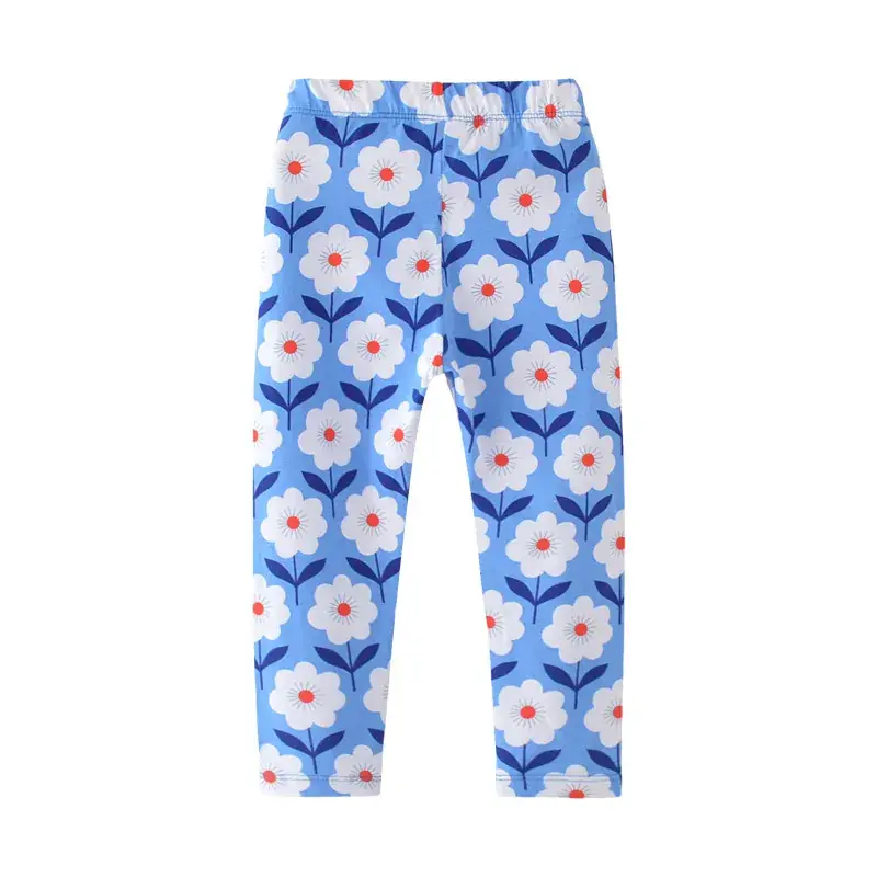 Children's Printed Leggings Blue Floral Stretch - Image 5