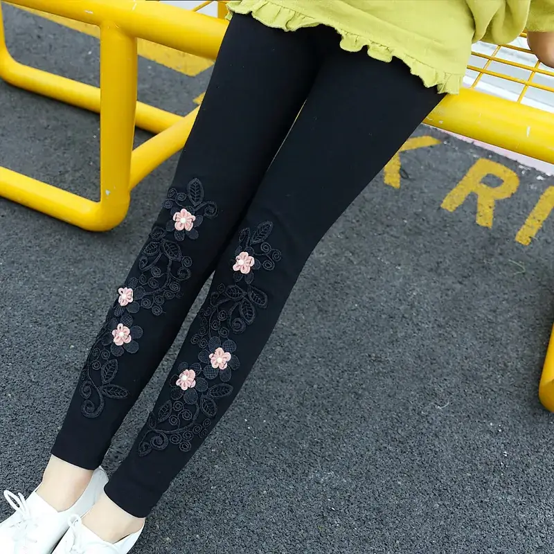 2025 Spring Girls Pure Cotton Embroidered Leggings - Image 4