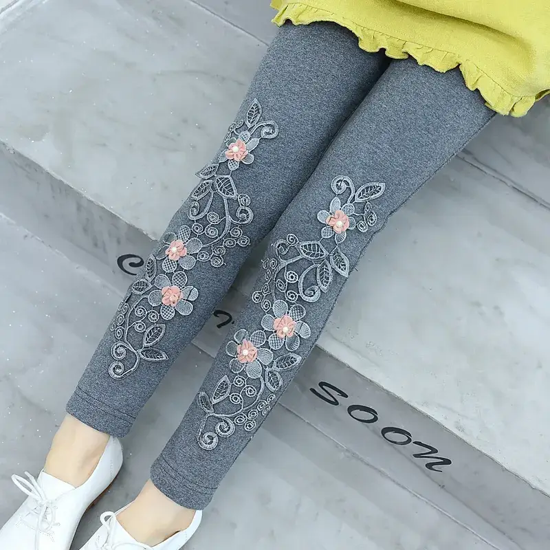2025 Spring Girls Pure Cotton Embroidered Leggings - Image 5