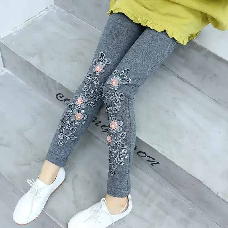 2025 Spring Girls Pure Cotton Embroidered Leggings - Image 6