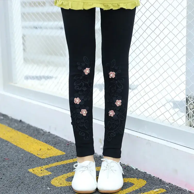 2025 Spring Girls Pure Cotton Embroidered Leggings - Image 2