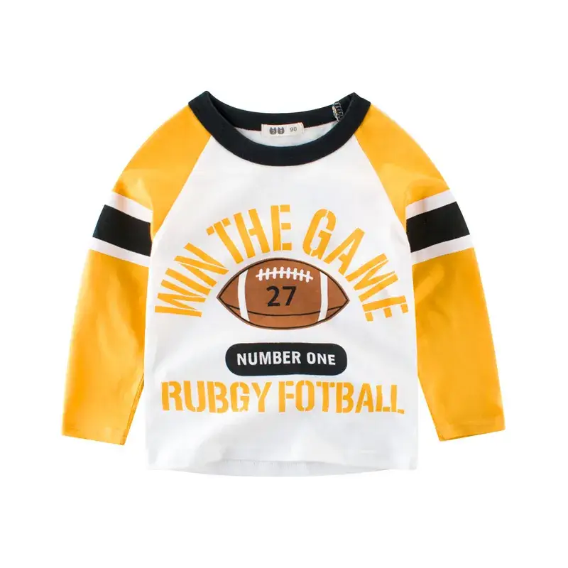 2025 Kids Rugby Football T-Shirt Yellow White Number One - Image 2