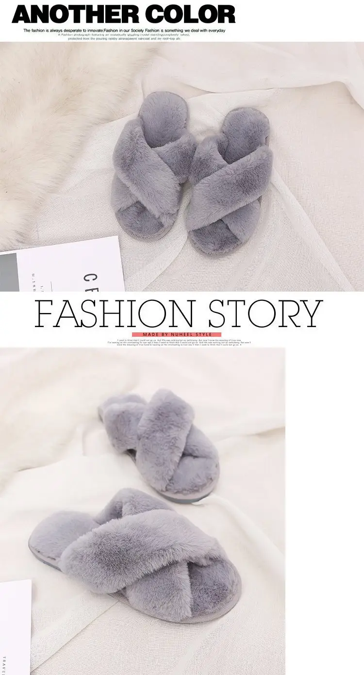 2026 Autumn and Winter New Style Furry Slippers for Women, Open-Toe Cotton Slippers, Cross-Strap Outdoor Wear, Large Size Women's Slippers, Slip-On Slippers — feature 21