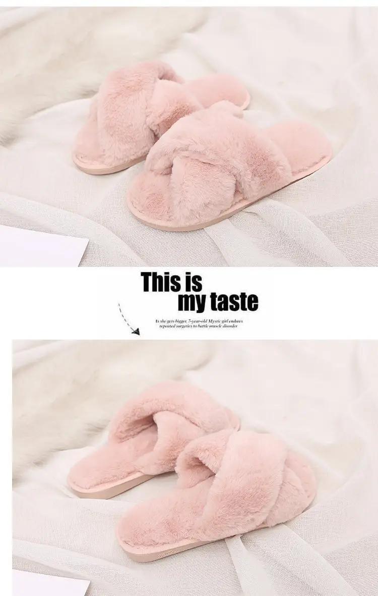 2026 Autumn and Winter New Style Furry Slippers for Women, Open-Toe Cotton Slippers, Cross-Strap Outdoor Wear, Large Size Women's Slippers, Slip-On Slippers — feature 24