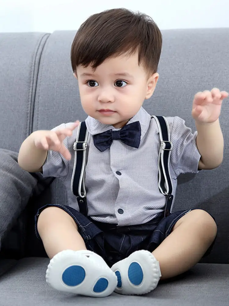 Baby Boys Short Sleeve Bow Tie Summer Suit - Image 4