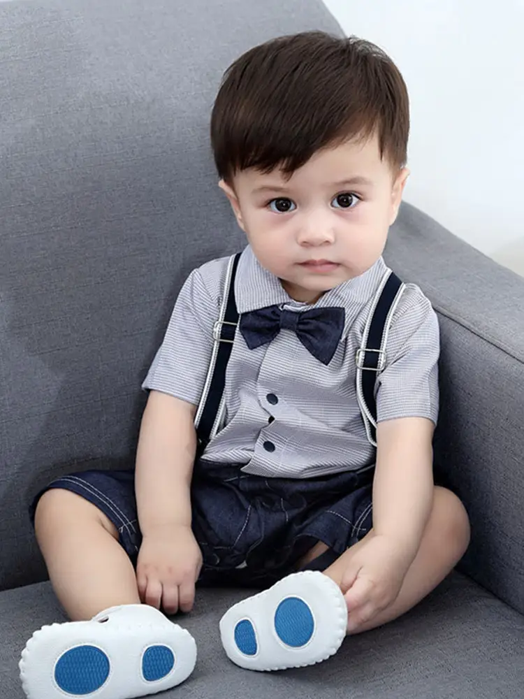 Baby Boys Short Sleeve Bow Tie Summer Suit - Image 5