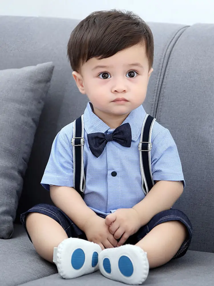 Baby Boys Short Sleeve Bow Tie Summer Suit - Image 6