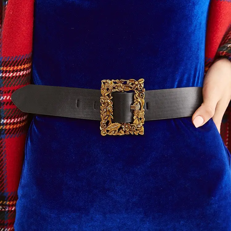 American Gold Carved Japanese Buckle Belt for Women - Image 3