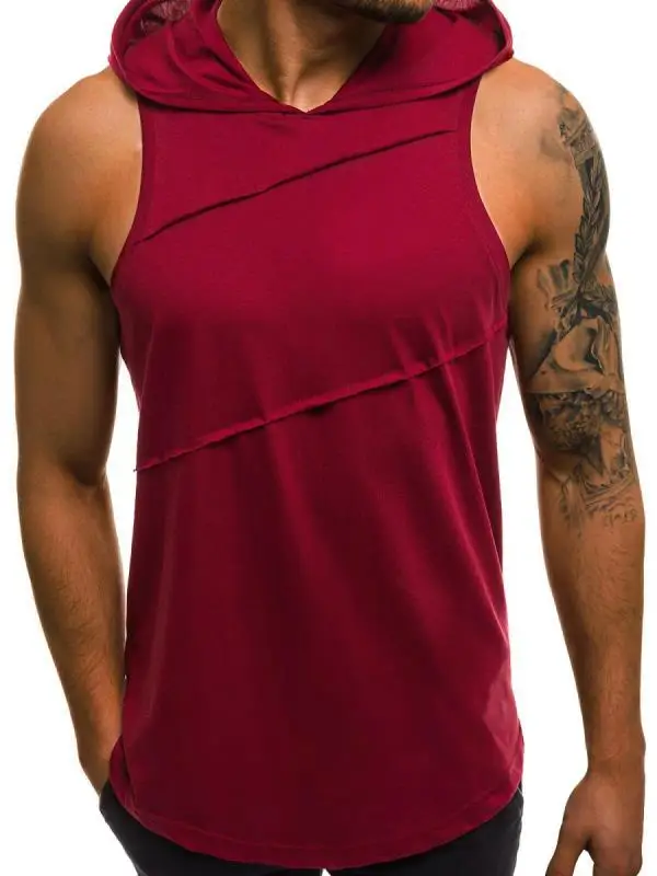 Men's Olive Green Hooded Sleeveless Tank Top - Image 7