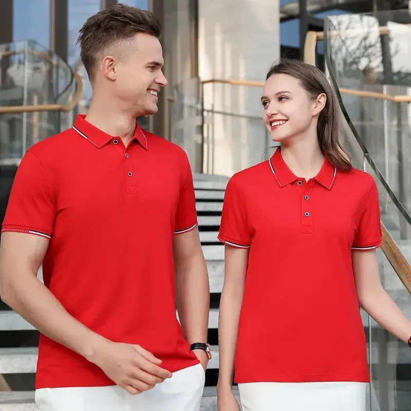 Huizhou Polo Shirt Blue Cotton Summer Men Women