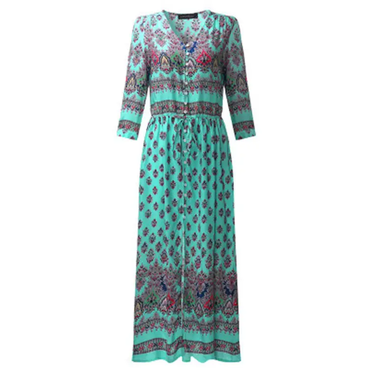 Hot Blue Long Dress European Style Beach Dress - Image 8