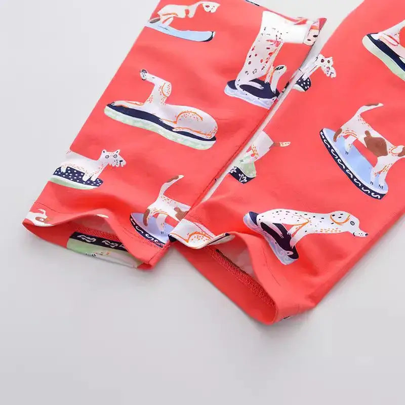 Red Printed Baby Girl Leggings Slim Fit Long Pants - Image 4