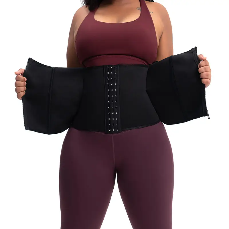 Women's Waist Shaping Belt with Zip Closure Black