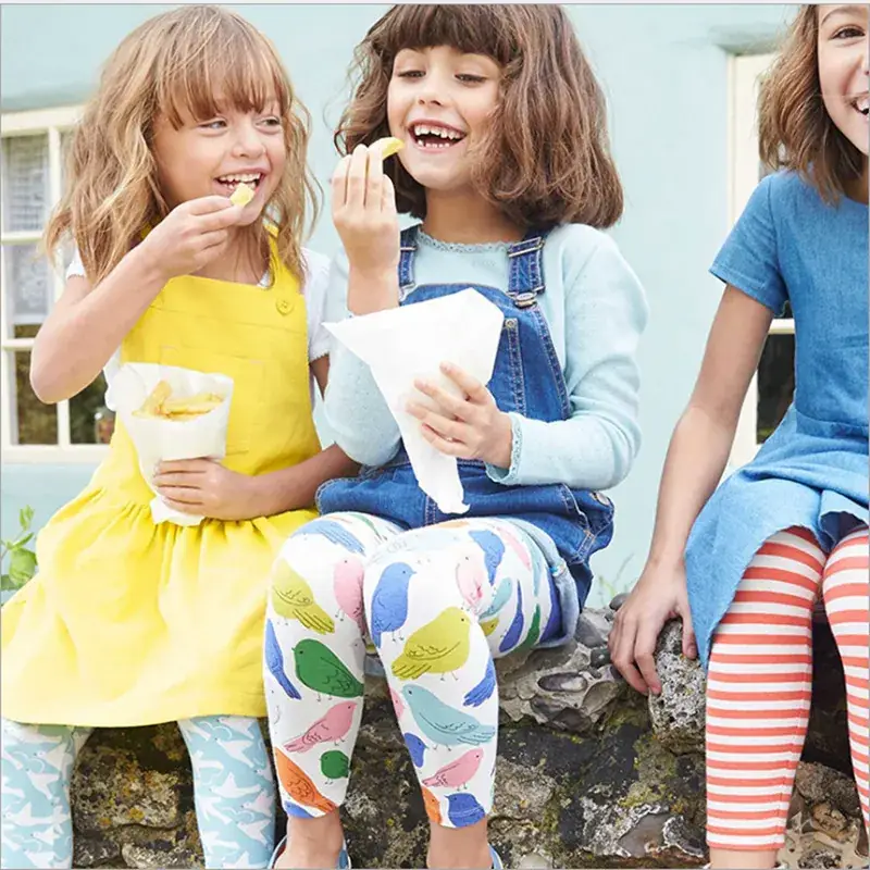 Autumn New Girls Printed Leggings White Blue Orange - Image 2