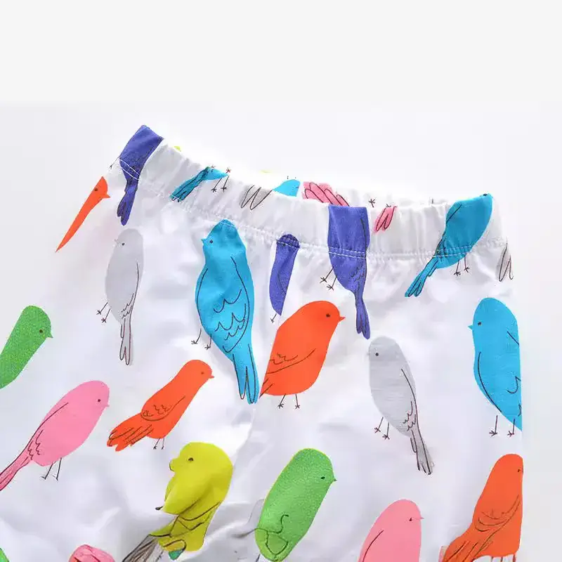 Autumn New Girls Printed Leggings White Blue Orange - Image 3
