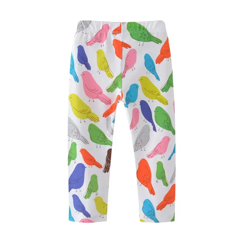 Autumn New Girls Printed Leggings White Blue Orange - Image 5