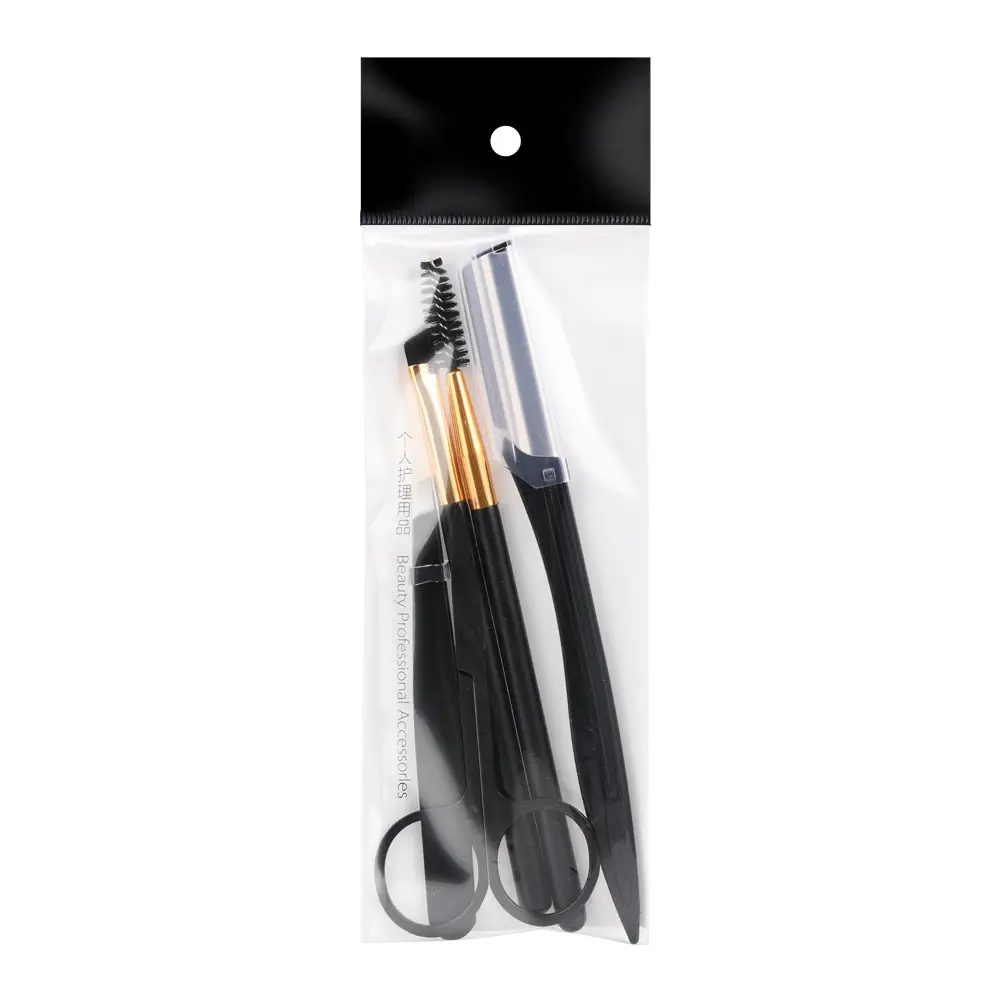 Stainless Steel Eyebrow Trimming Kit 5-Piece Black Gold - Image 5