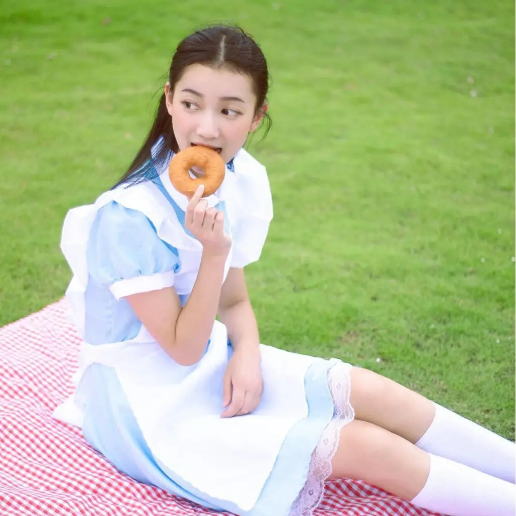 Alice in Wonderland Maid Costume Water Blue Anime Performance - Image 2