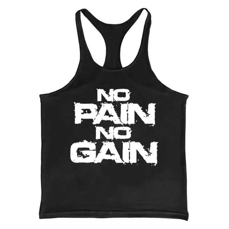No Pain No Gain Printed Yellow Men's Camisole - Image 6