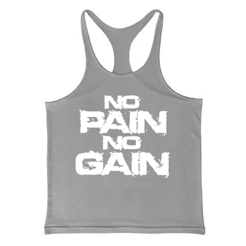 No Pain No Gain Printed Yellow Men's Camisole - Image 4