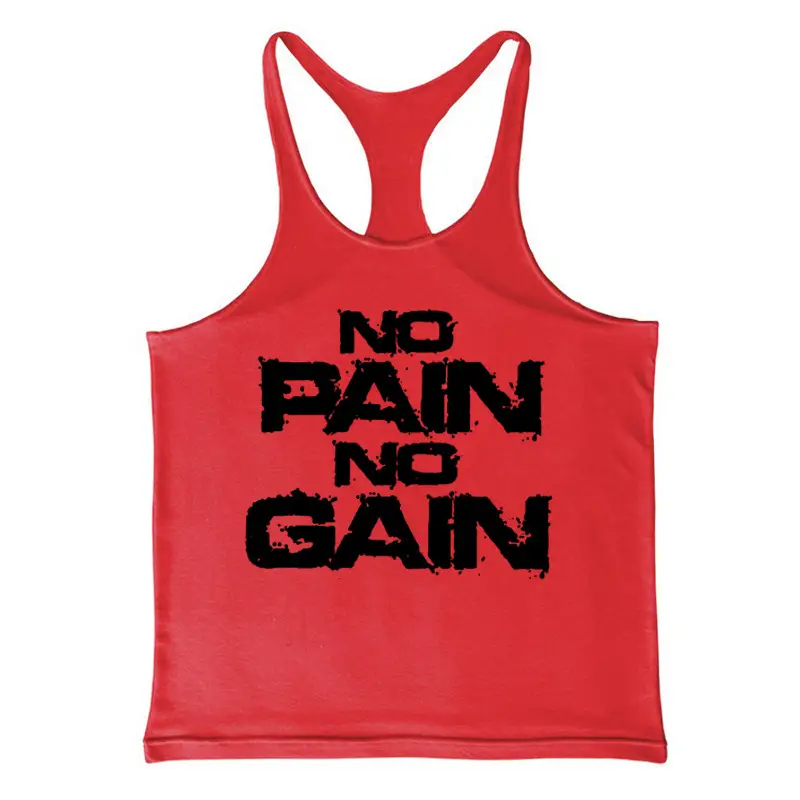 No Pain No Gain Printed Yellow Men's Camisole - Image 3